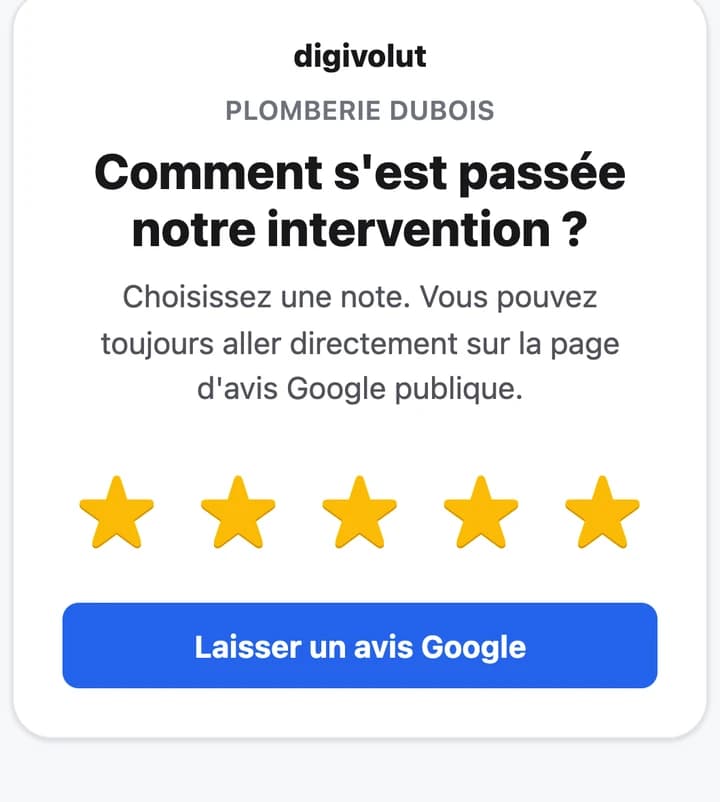 Page de notation client digivolut : Comment s'est passée notre intervention ?